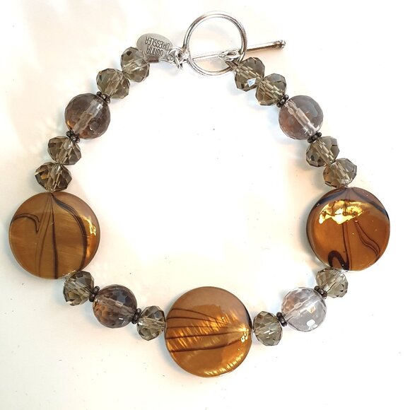 8’’ Vintage Donna Dressler 925 Sterling Silver Art Glass Crystal Bracelet - Picture 1 of 10